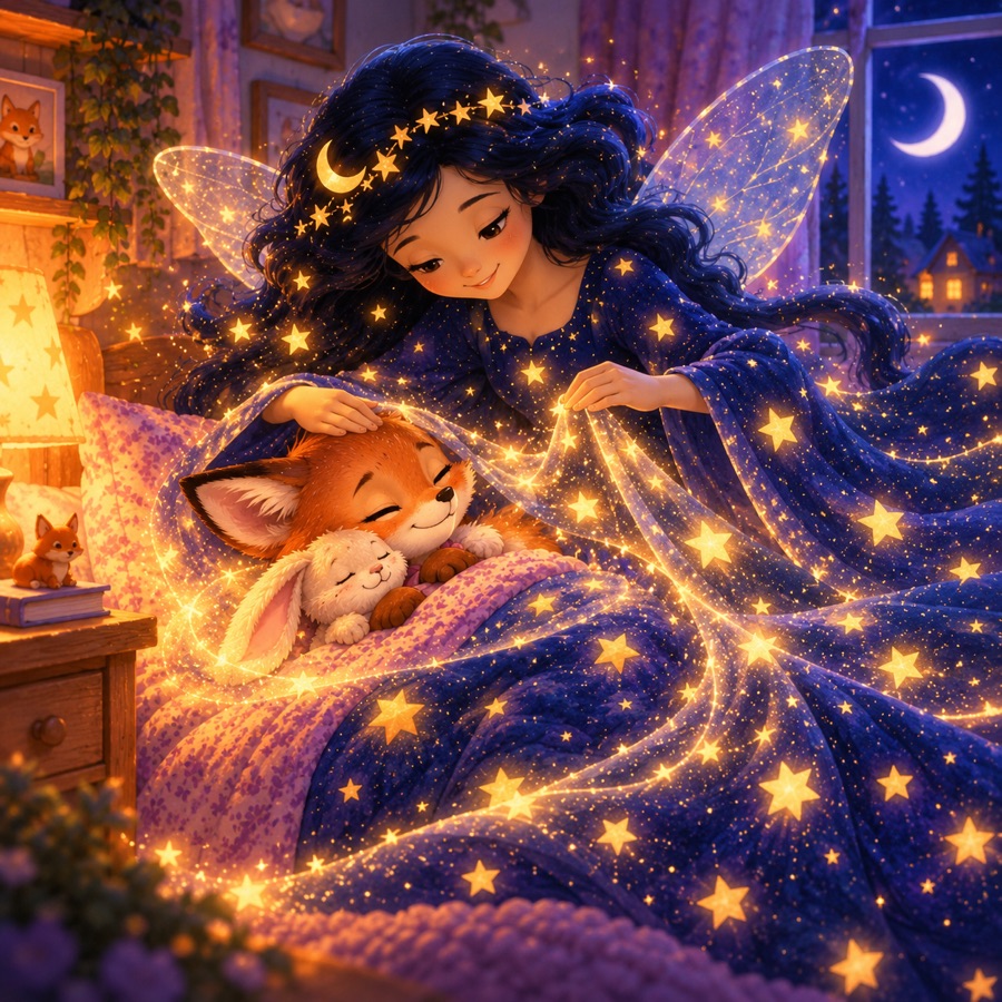 La Nuit enveloppe doucement Lila d’une lumière étoilée