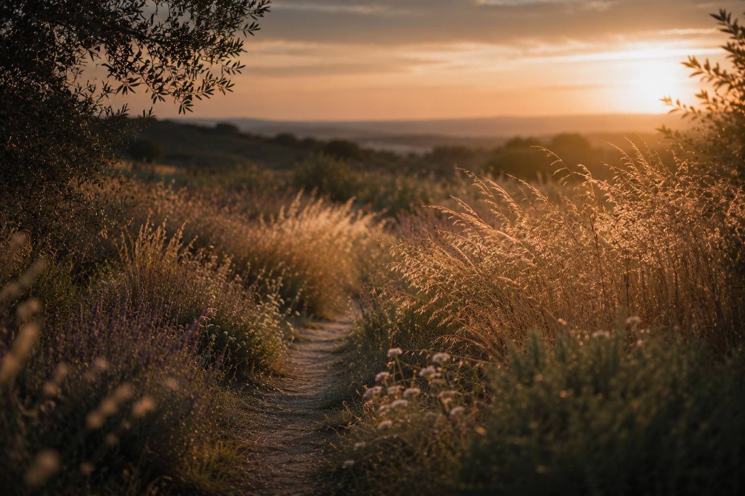 Paysage lumineux ouvrant symboliquement vers un nouveau chemin